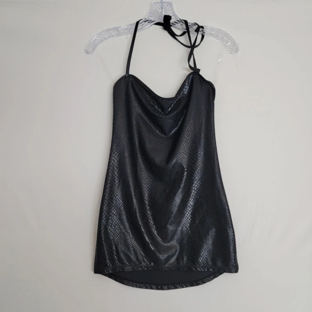 Black Shimmery Halter Slip Dress
